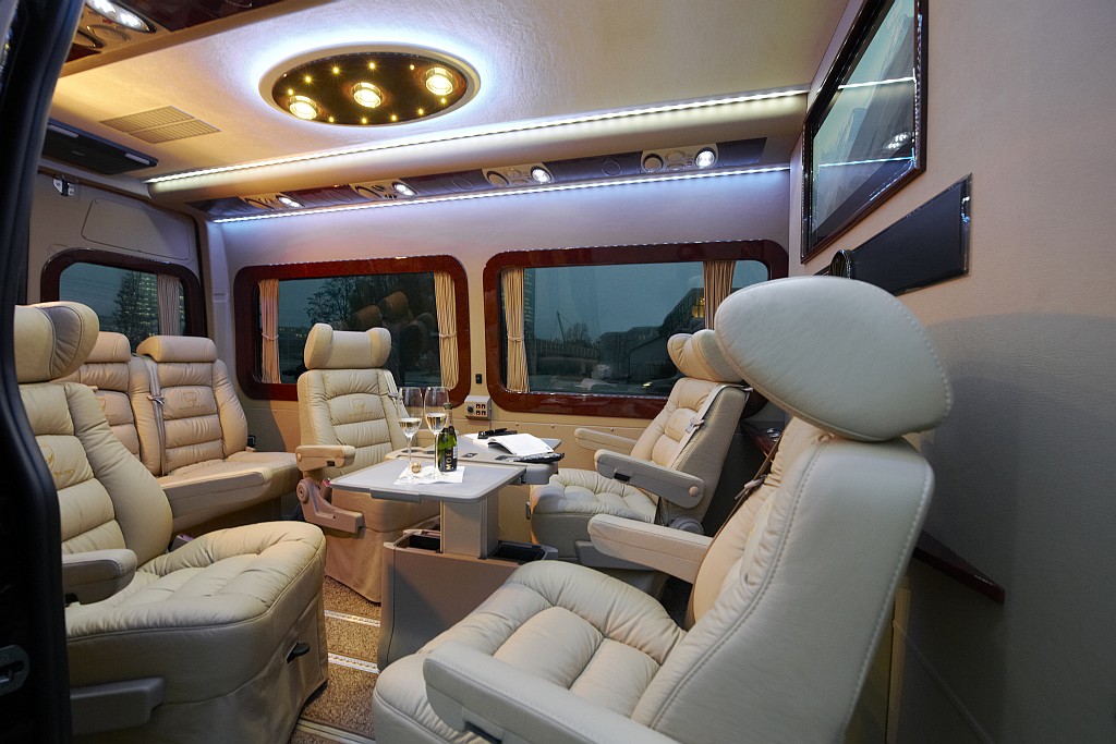 Munich airport transfer shuttle service - example of our luxury Mercedes Benz Sprinter Jet Vans